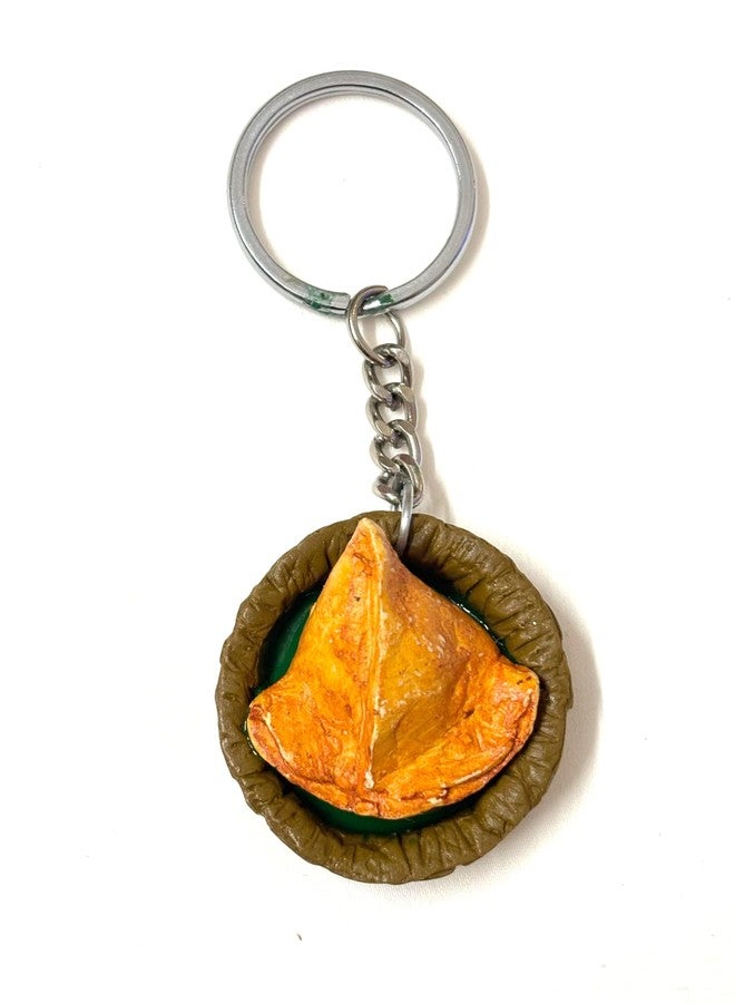 BUMBLEBERRY Food Keychain | Samosa Miniature | Adorable Collectible Gift | Made in India | Souvenir from India | Trendy Keyring for all ages | Ideal for Travel & Gifting | 1 Unit - Image 1