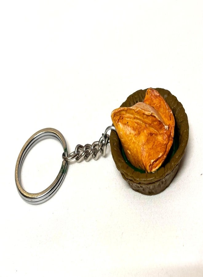 BUMBLEBERRY Food Keychain | Samosa Miniature | Adorable Collectible Gift | Made in India | Souvenir from India | Trendy Keyring for all ages | Ideal for Travel & Gifting | 1 Unit - Image 3