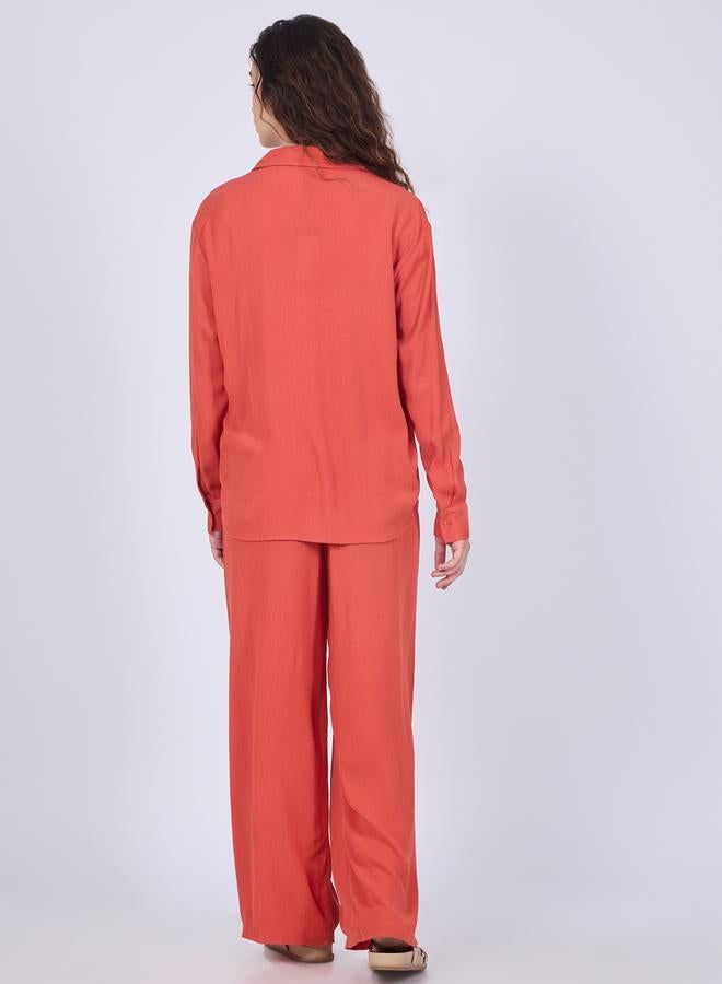 OUTZIDR Orange Relaxed Fit Shirt and Pants Co-Ords - Image 3