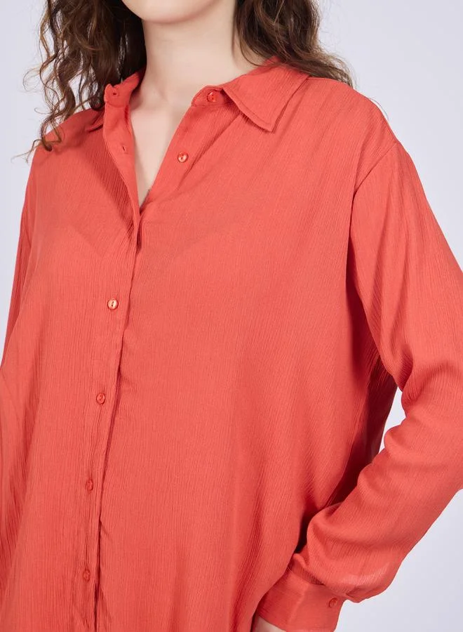 Outzidr  Orange Relaxed Fit Shirt and Pants Co-Ords for Women | Best Price UAE