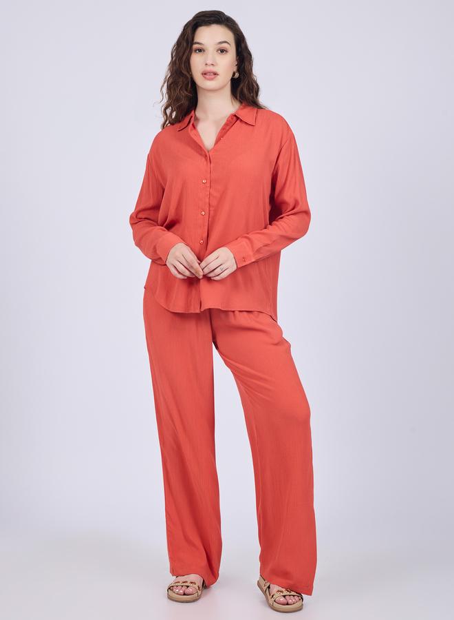 OUTZIDR Orange Relaxed Fit Shirt and Pants Co-Ords - Image 2