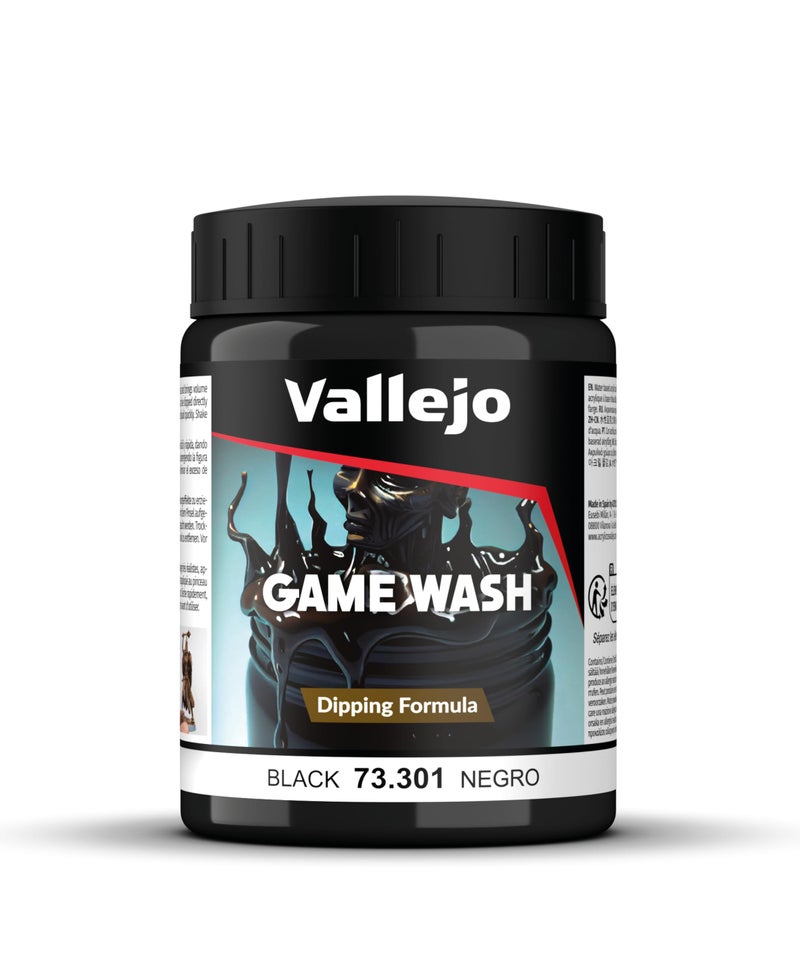 Vallejo - Game Color | Black Wash 200 ml (6.76 fl.oz.) | Acrylic Paint for Applying Shading and Highlight Effects on Miniatures and Modeling Projects - Image 1