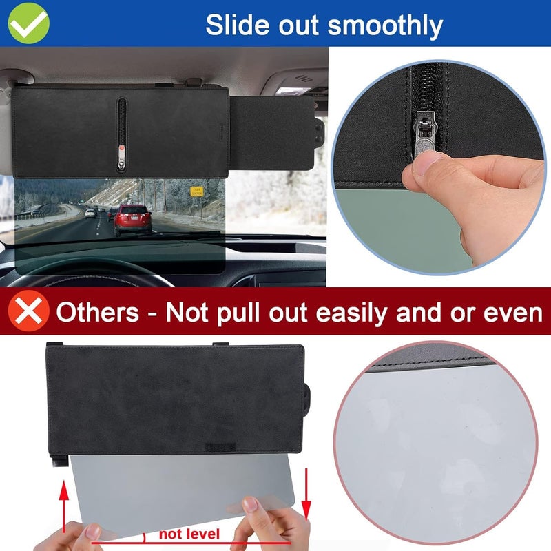 KASTWAVE Polarized Sun Visor Sunshade Extender for Car with Zipper Slider, Anti-Glare Car Sun Visor Protects from Sun Glare, Snow Blindness, Fog, UV Rays, Universal for Cars, SUVs - Image 3