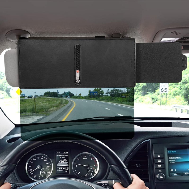 KASTWAVE Polarized Sun Visor Sunshade Extender for Car with Zipper Slider, Anti-Glare Car Sun Visor Protects from Sun Glare, Snow Blindness, Fog, UV Rays, Universal for Cars, SUVs - Image 1