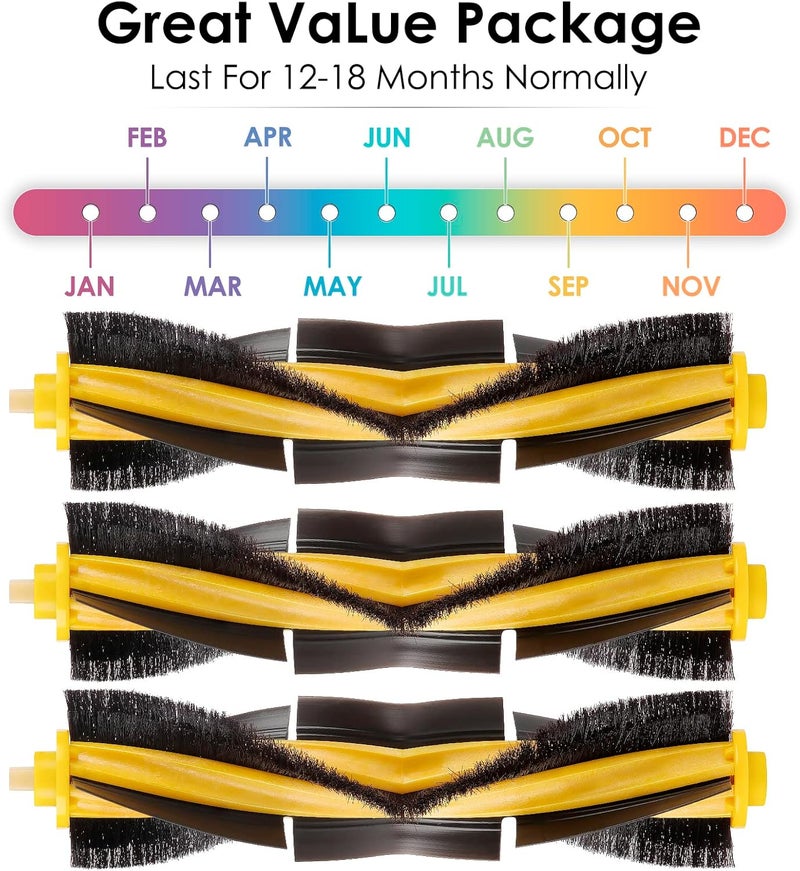 CHAIN PEAK (3 Pieces) N10 Roller Brushes Replacement Parts for Ecovacs DEEBOT OZMO N10 N10 Plus 920 950 T8 AIVI Max T9 T5 N5 N7 N8+ N8 Pro DX55 DX93 DJ65 Robot Vacuum, Main Brush Roller - Image 2
