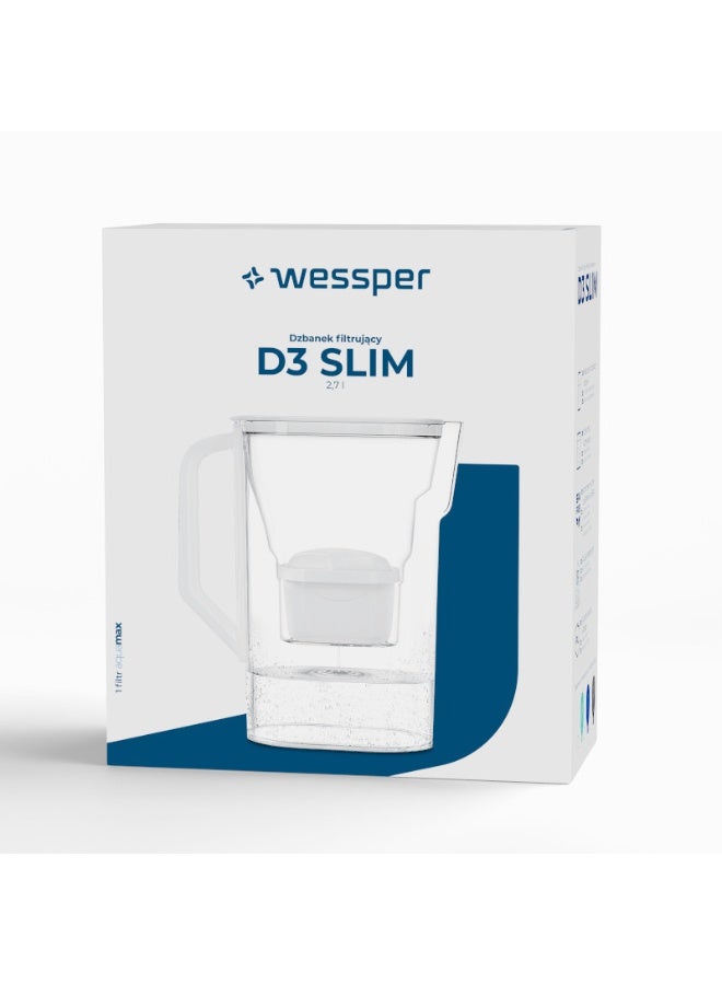 إبريق فلترة مياه ويسبر دي٣ سليم أكوا ماكس سعة 2.7 لتر لون أبيض - Image 1