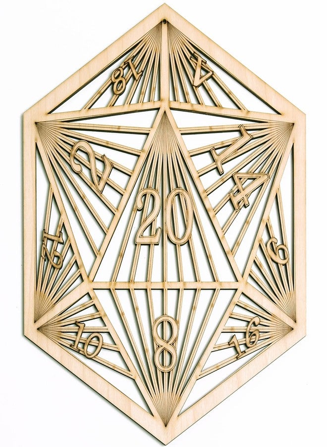Fourth Level Manufacturing Fourth Level MFG 12" D20 Wood Wall Art, DND Artwork 2D 20-Sided Dungeon Die, Hanging Home Decor,Dungeon and Dragons, Board Game Art - Image 1
