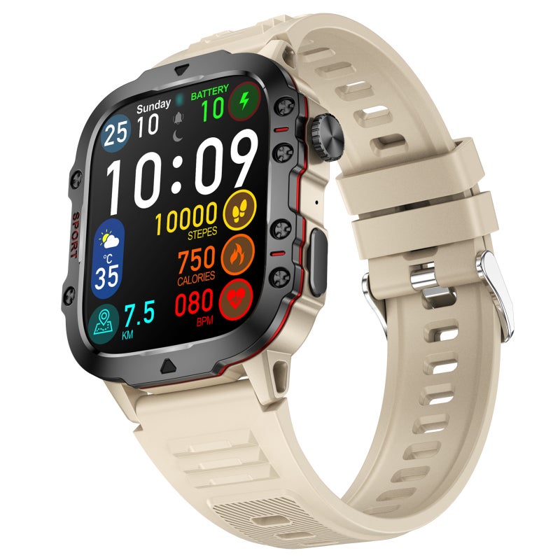 Smart Watch Bracelet: Khaki, VC30F Heart Rate Monitor, BT 5.2 Call Function - 45-Day Long Standby, IP68 Waterproof Smart Bracelet for Android Phones, Men, Women Fitness & Daily Use - Image 1