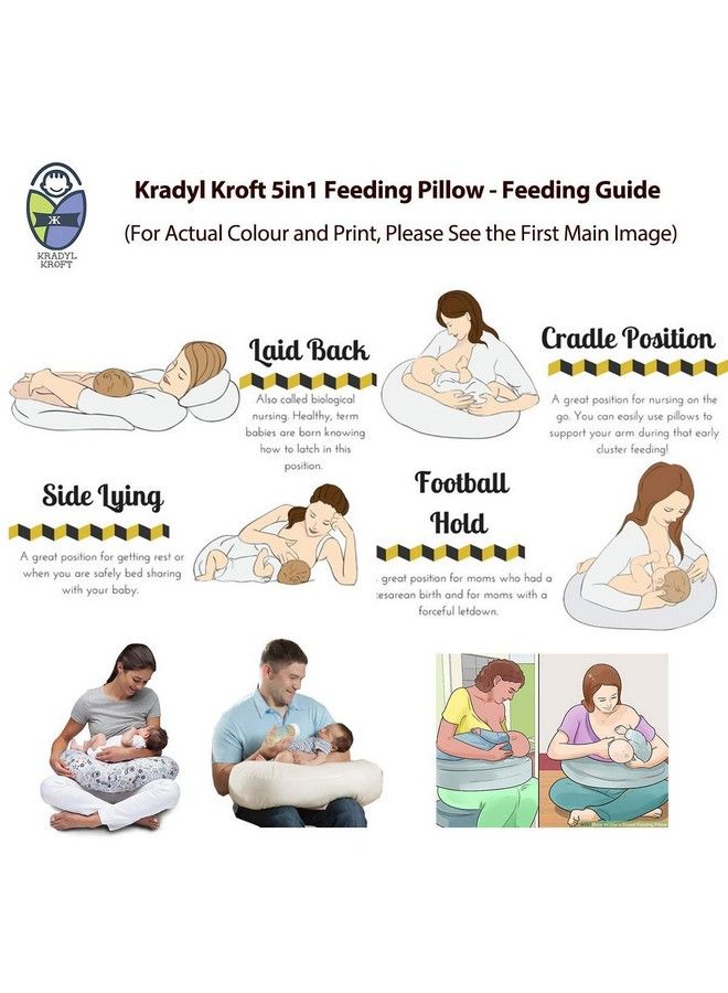 Kradyl Kroft وسادة تغذية الأطفال 5 في 1 مع غطاء قابل للفك - Image 5