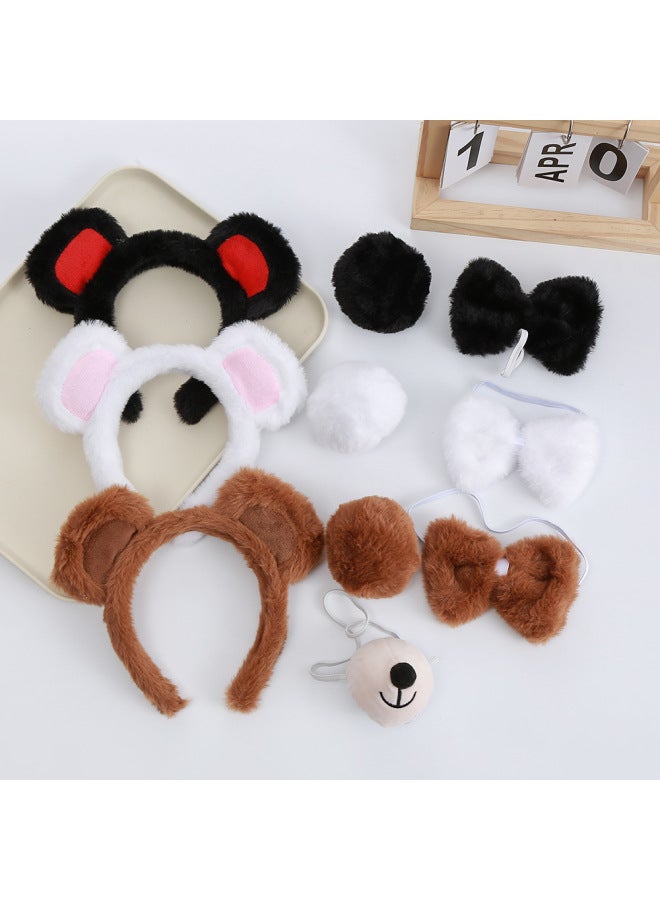 Animal Ear Headbands White bear four-piece set Halloween Costume Accessories Cute Fancy Headwear for Girls & Women - Image 2