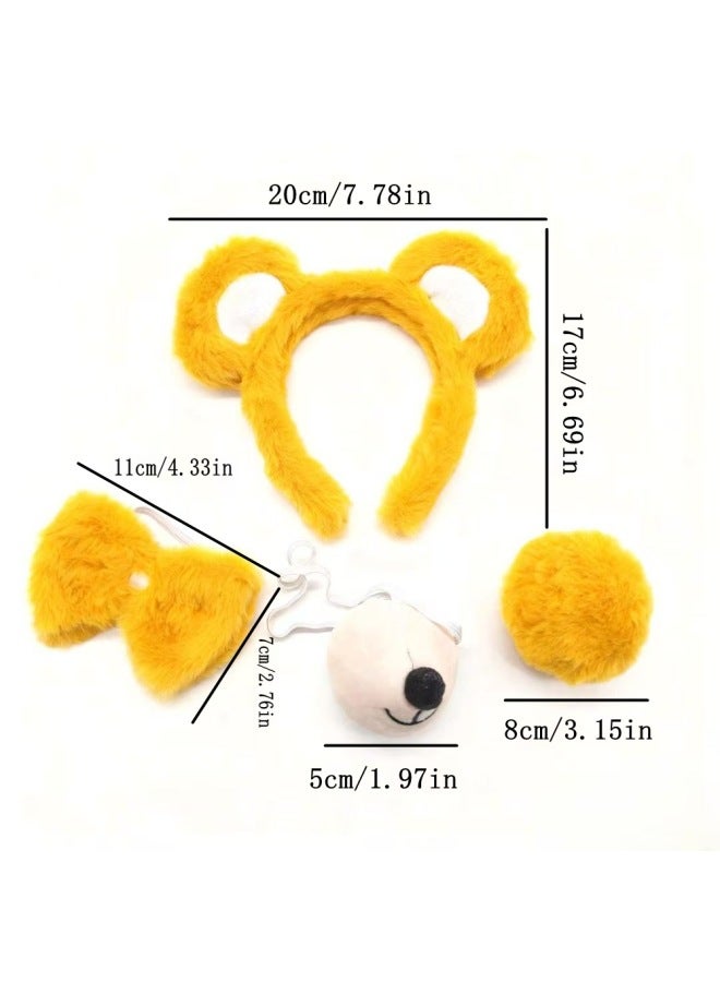 Animal Ear Headbands White bear four-piece set Halloween Costume Accessories Cute Fancy Headwear for Girls & Women - Image 4