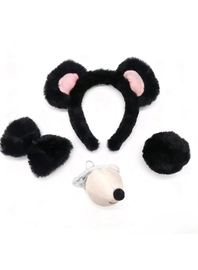 Animal Ear Headbands White bear four-piece set Halloween Costume Accessories Cute Fancy Headwear for Girls & Women - Image 3