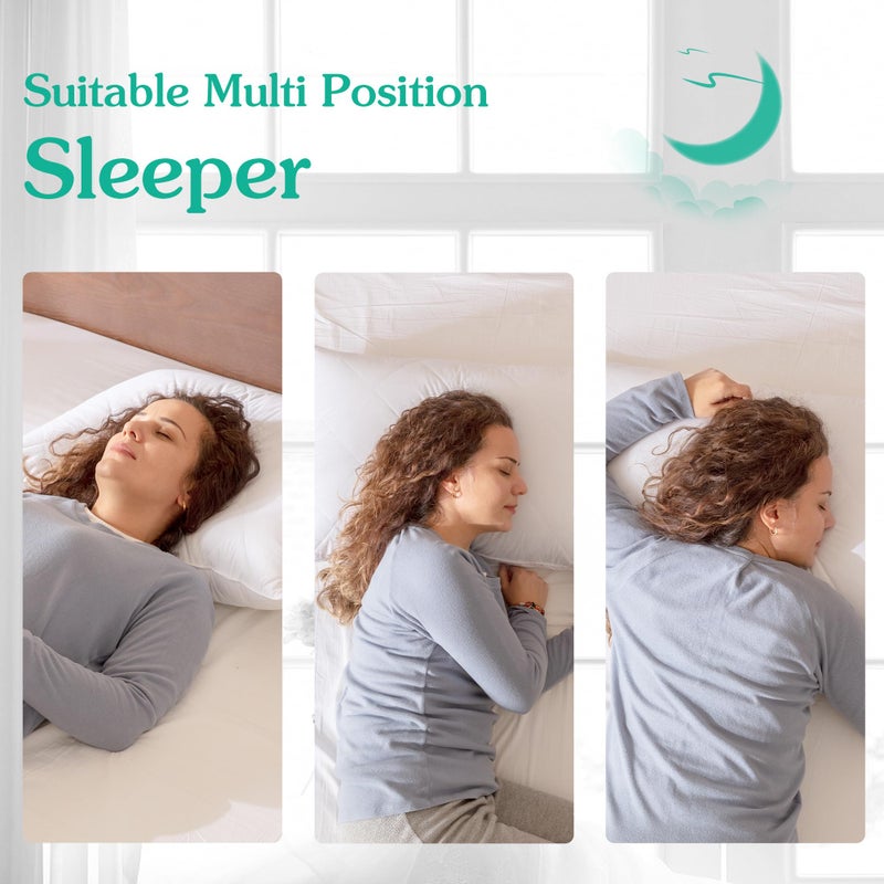 Three Geese White Goose Feather Cotton Pillows Standard Size Set of 2- Soft 600 Thread Count 100% Cotton, Medium Firm,Soft Support Surround Fill Cotton (Standard Size:Pack of 2) - Image 5
