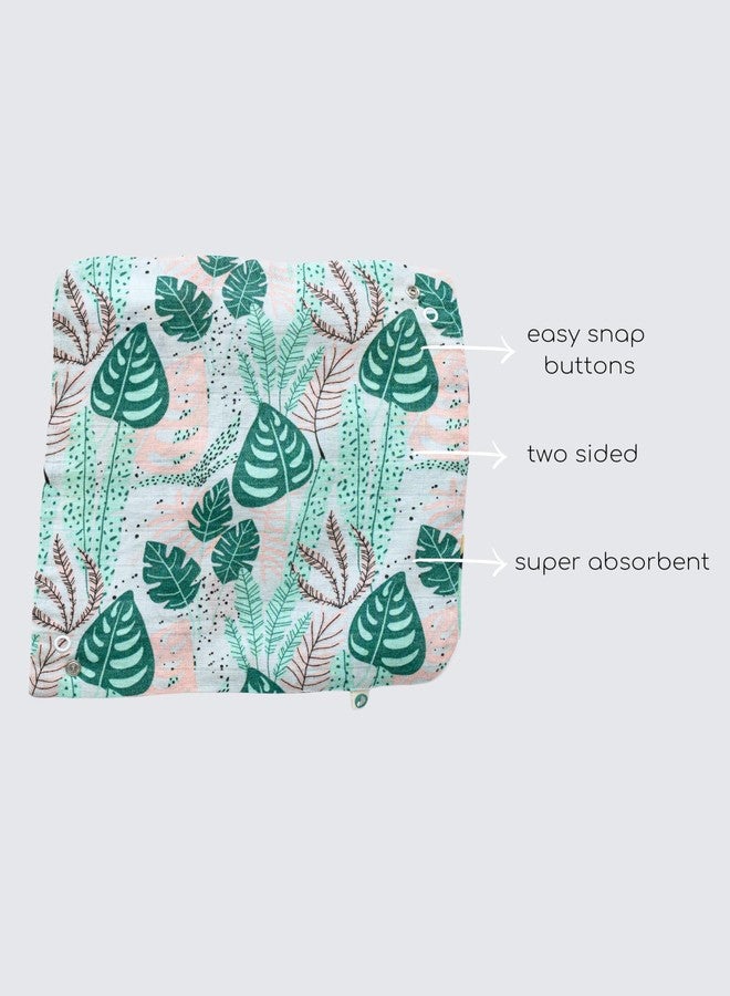 Cocoon Care Unisex Bamboo Muslin Dark Green double sided 2 in 1 Bib and Wash Cloth for Baby - Image 2