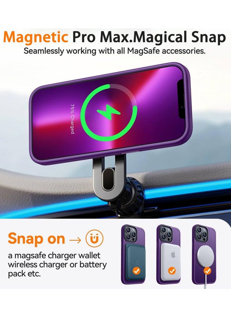 ESCASE Magnetic Cover for iPhone 13 Pro Max 6.7 inch, MagSafe Compatible, Translucent Frosted Slim Back Shockproof Case Purple - Image 3