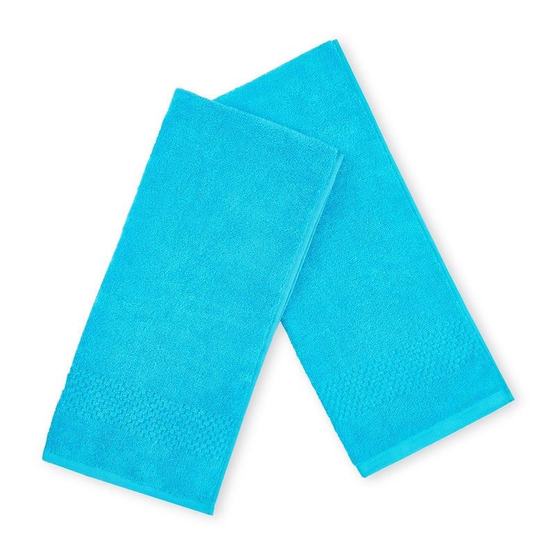 Spaces Essentials 2 Piece 450 GSM Cotton Hand Towel Set - Hawain Blue - Image 1