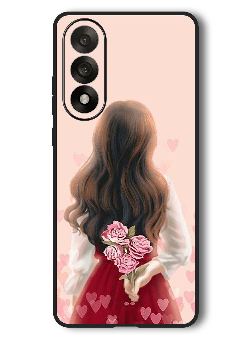 Theodor Case Compatible with OnePlus Nord 5 6.83 Inch Protection Shockproof Bumper Cover Girl Hiding Flowers - Image 1
