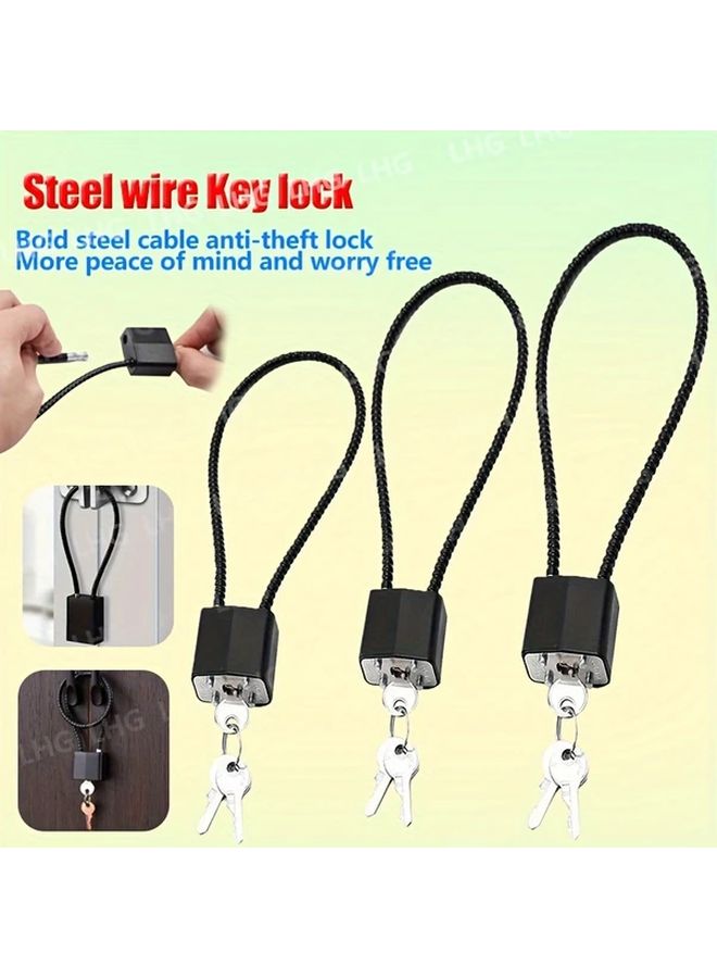 Anti Theft Steel Wire Key Lock 20cm Rope Length with 2 Keys for Scooter Helmets Storage - Image 4
