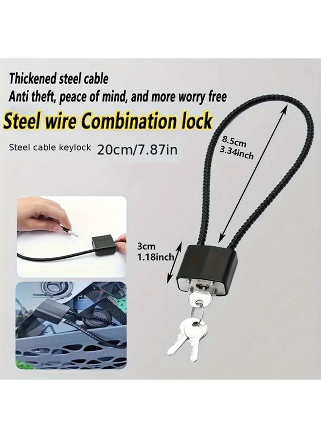 Anti Theft Steel Wire Key Lock 20cm Rope Length with 2 Keys for Scooter Helmets Storage - Image 1