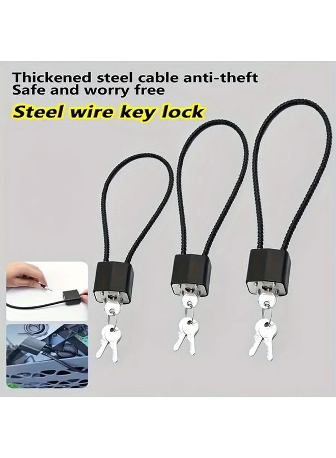Anti Theft Steel Wire Key Lock 20cm Rope Length with 2 Keys for Scooter Helmets Storage - Image 2