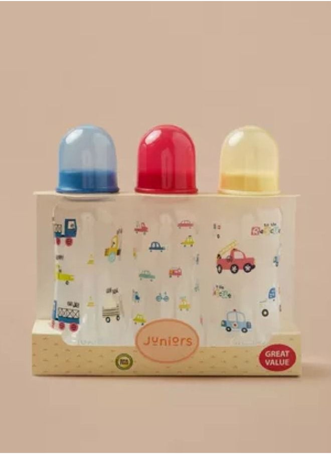 JUNIORS Printed Feeding Bottle Set 3-Piece 250 ML  - Image 1