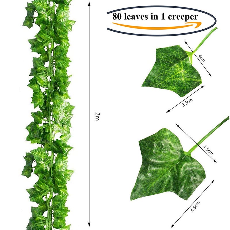 Tdas Artificial Plants Leaves Ivy Garlands Plant Greenery Hanging Vine Creeper Home Decor Door Wall Balcony Decoration Party Festival Craft 80 Leaves Green 6 pcs SilkPlastic - Image 3
