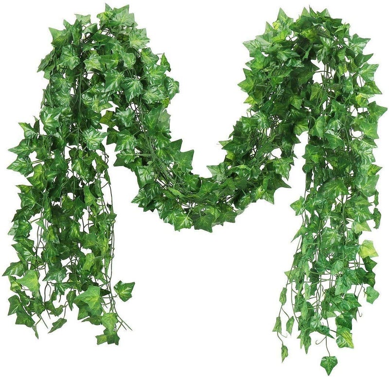Tdas Artificial Plants Leaves Ivy Garlands Plant Greenery Hanging Vine Creeper Home Decor Door Wall Balcony Decoration Party Festival Craft 80 Leaves Green 6 pcs SilkPlastic - Image 5