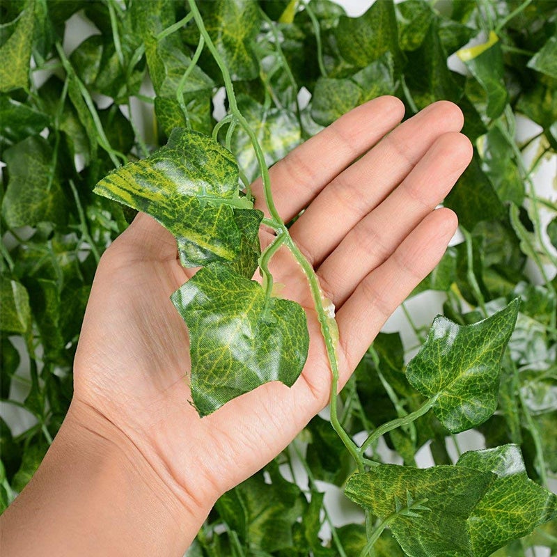 Tdas Artificial Plants Leaves Ivy Garlands Plant Greenery Hanging Vine Creeper Home Decor Door Wall Balcony Decoration Party Festival Craft 80 Leaves Green 6 pcs SilkPlastic - Image 4