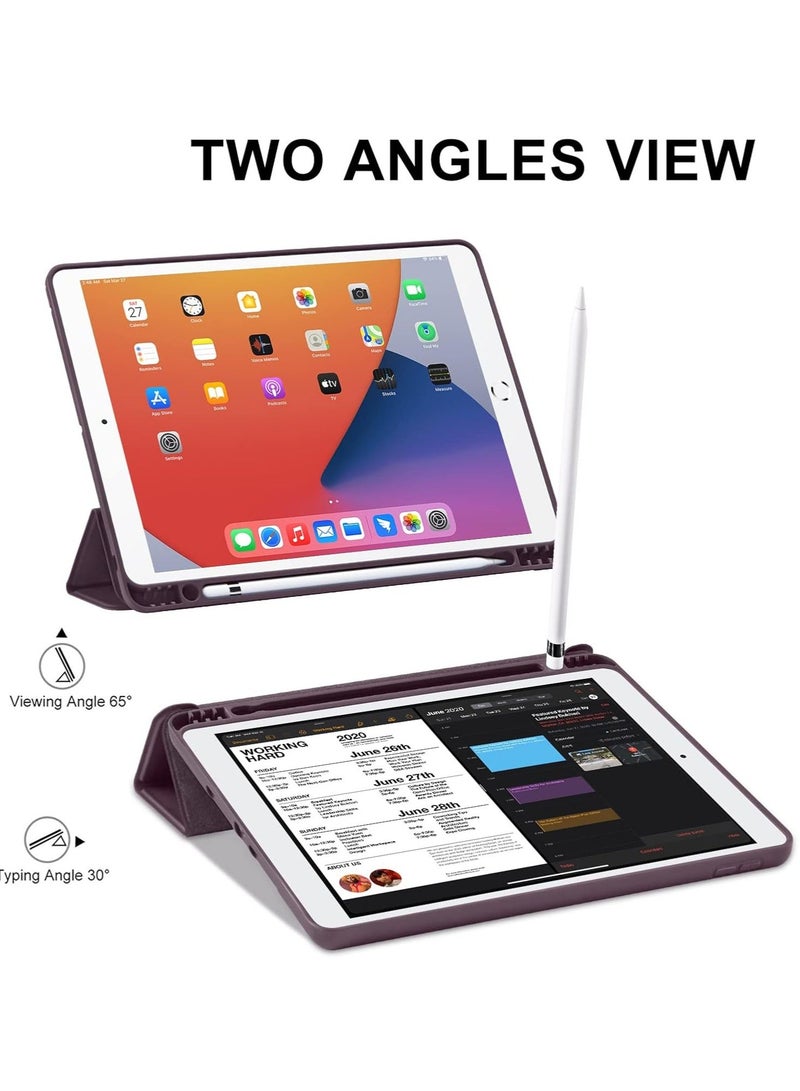 Raxoom iPad 9th/8th/7th Generation Case (2021/2020/2019) - iPad 10.2-Inch Case with Pencil Holder, Slim Soft TPU Back Smart Magnetic Stand (Dark Cherry) - Image 2