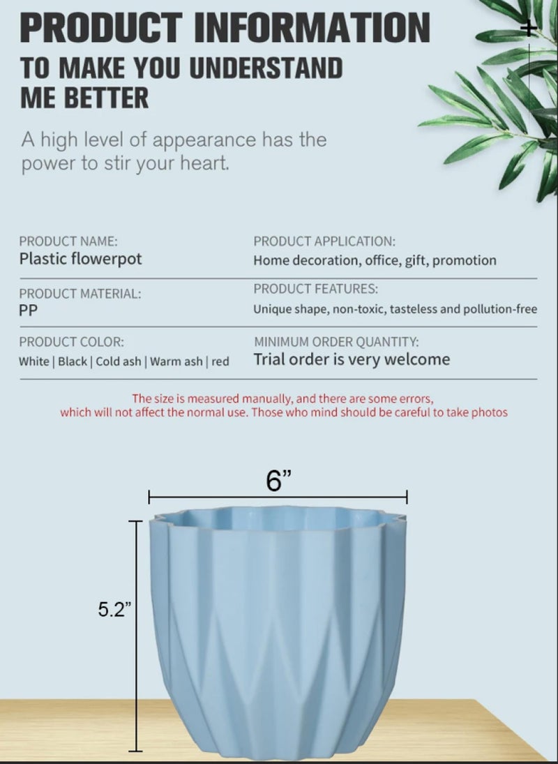 TechHark® Crystal Flower Pots with Tray for Home & Decoration Planters, Terrace, Garden Plant Container Set (Pack of 5, Plastic) - Image 4