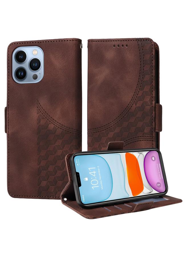 S-TOP Case For iPhone 12 Pro Max Embossed Rhombus Starry Leather Phone Case - Image 1