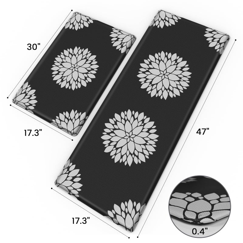 DailyCuddles Kitchen Mats for Floor[2PCS], Soft Anti Fatigue Kitchen Rugs for Home, Water Resistant Cushioned Standing Desk Mats, Non-Slip Comfort Mat for Floor, Kitchen, Office, Sink, Laundry,Black - Image 2
