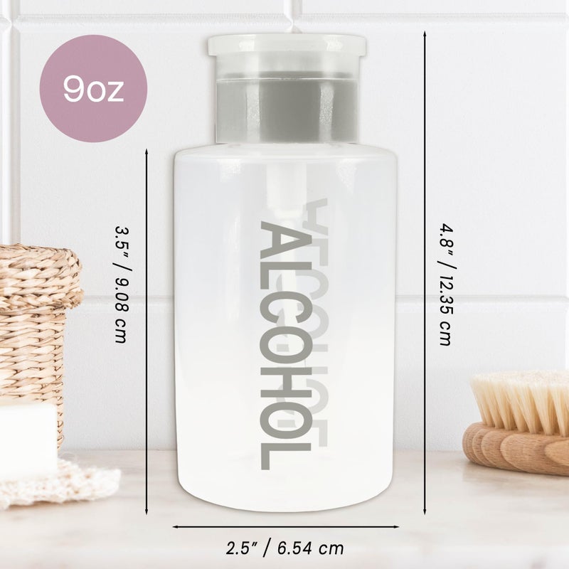 Pana 9oz Gray with Word Imprint Push Down Pump Dispenser Empty Refillerable Bottle with Flip Top Cap - for Nail Polish, Travel, Cosmetics Packaging - Image 1