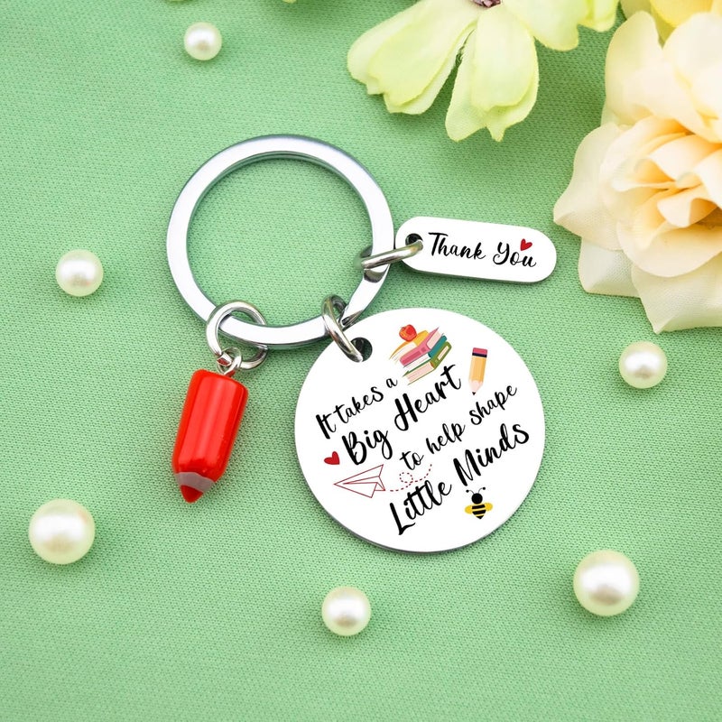 igvean Teacher Appreciation Gift Thank You Keychain Best Teacher Gifts End of Year Gifts for Teachers Women Birthday Christmas Valentine Gift for Teachers It Takes A Big Heart to Help Shape Little Minds - Image 2
