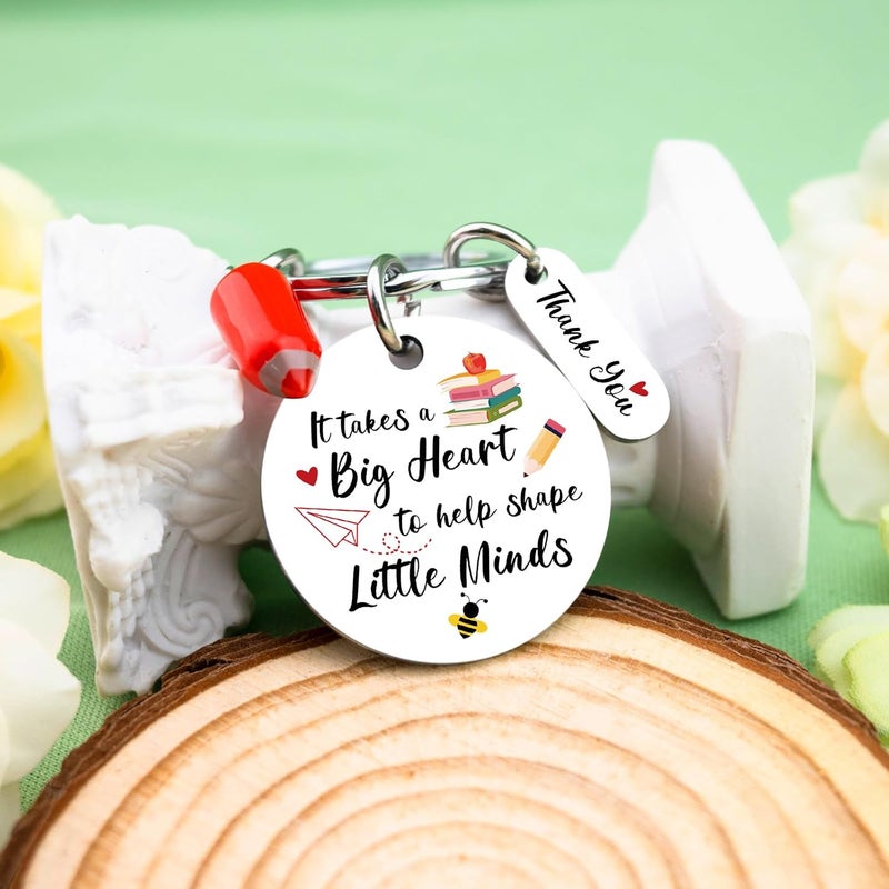 igvean Teacher Appreciation Gift Thank You Keychain Best Teacher Gifts End of Year Gifts for Teachers Women Birthday Christmas Valentine Gift for Teachers It Takes A Big Heart to Help Shape Little Minds - Image 3