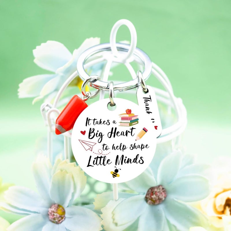 igvean Teacher Appreciation Gift Thank You Keychain Best Teacher Gifts End of Year Gifts for Teachers Women Birthday Christmas Valentine Gift for Teachers It Takes A Big Heart to Help Shape Little Minds - Image 4