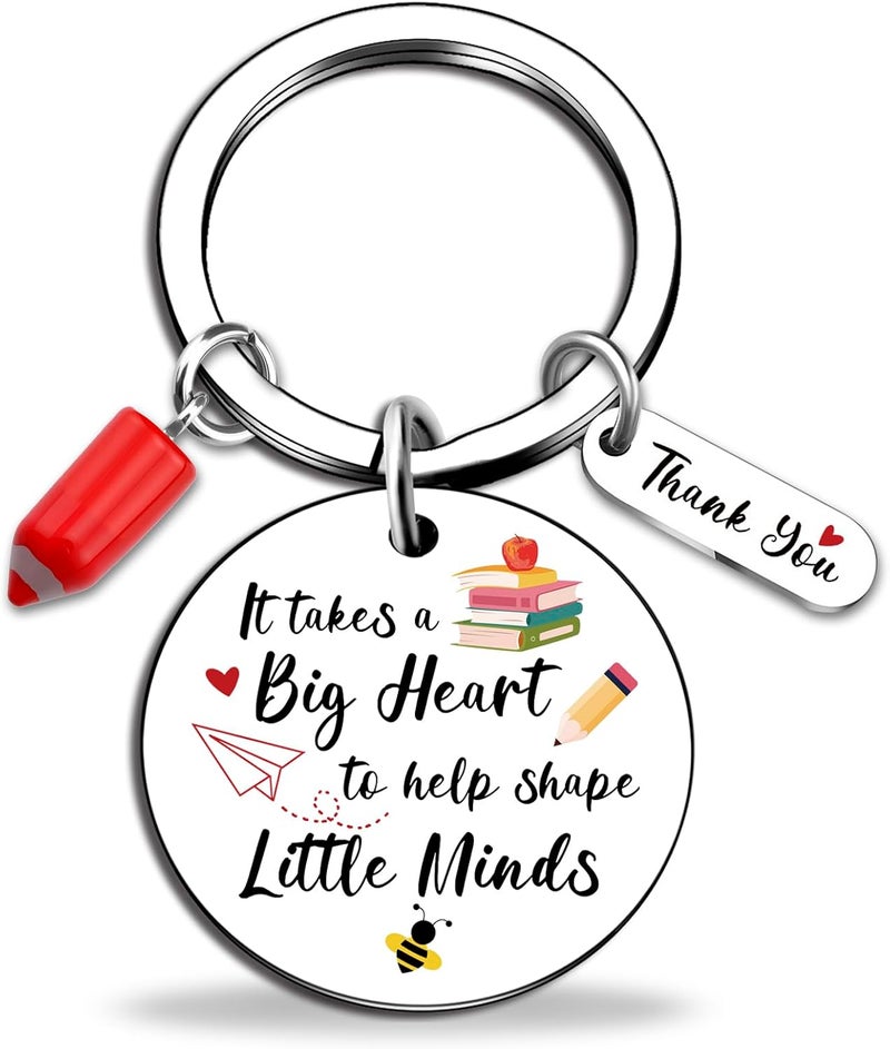 igvean Teacher Appreciation Gift Thank You Keychain Best Teacher Gifts End of Year Gifts for Teachers Women Birthday Christmas Valentine Gift for Teachers It Takes A Big Heart to Help Shape Little Minds - Image 1