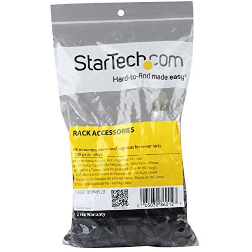 StarTech.com M5 x 12mm Screws and Cage Nuts - 100 Pack - M5 Mounting Screws and Cage Nuts for Server Rack and Cabinet - Black, TAA (CABSCREWM52B) - Image 2