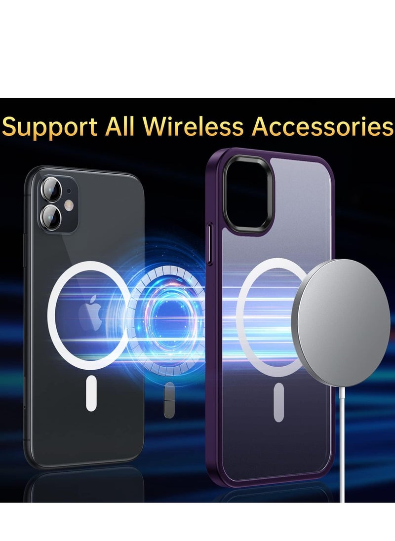 Denx - Magnetic Case for iPhone 11 6.1-Inch Compatible with MagSafe, Translucent Matte Back Slim Shockproof Phone Cover (purple) - Image 1
