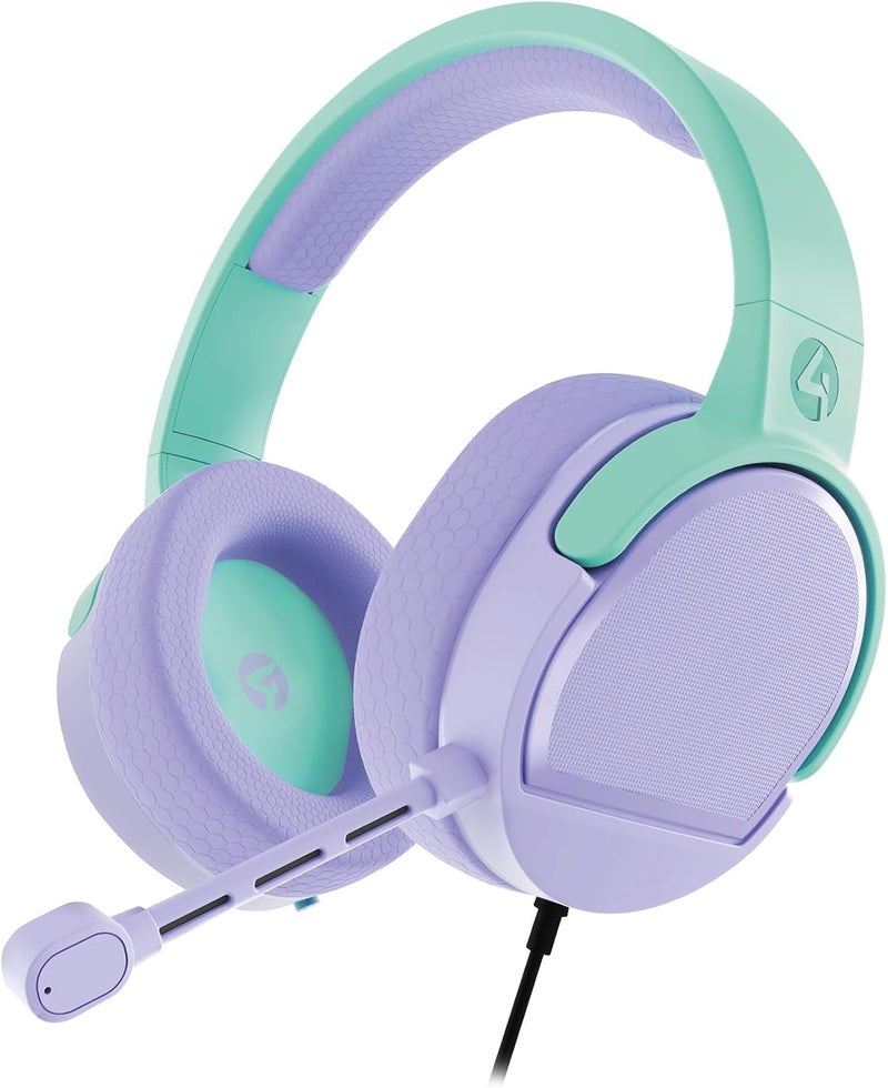 4gamers Panther Mix Gaming Headset - Compatible with PS4, PS5, Xbox, Switch & PC - Mint & Lavendar - Image 2