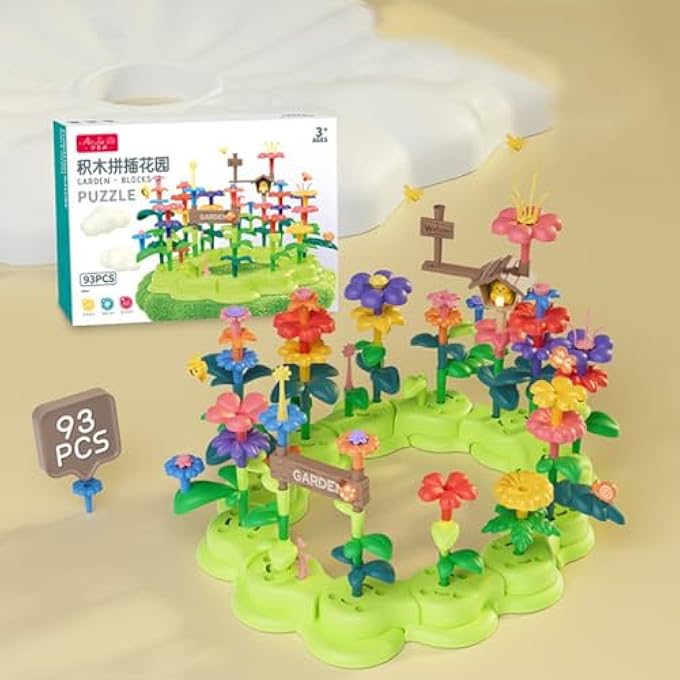 93PCS DIY BUILDING BLOCK FLORAL GARDEN PUZZLE TOY SET, BUILDING BLOCKS SET FOR CULTIVATING CHILDREN'S LOGICAL THINKING AND IMAGINATION, DESIGNED FOR CHILDREN, TEENS & ADULTS - Image 1