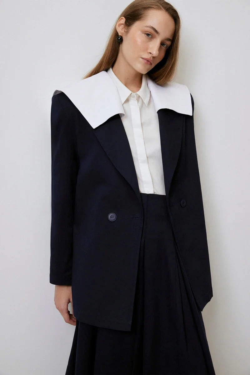 Touche Navy Collar Gabardine Jacket