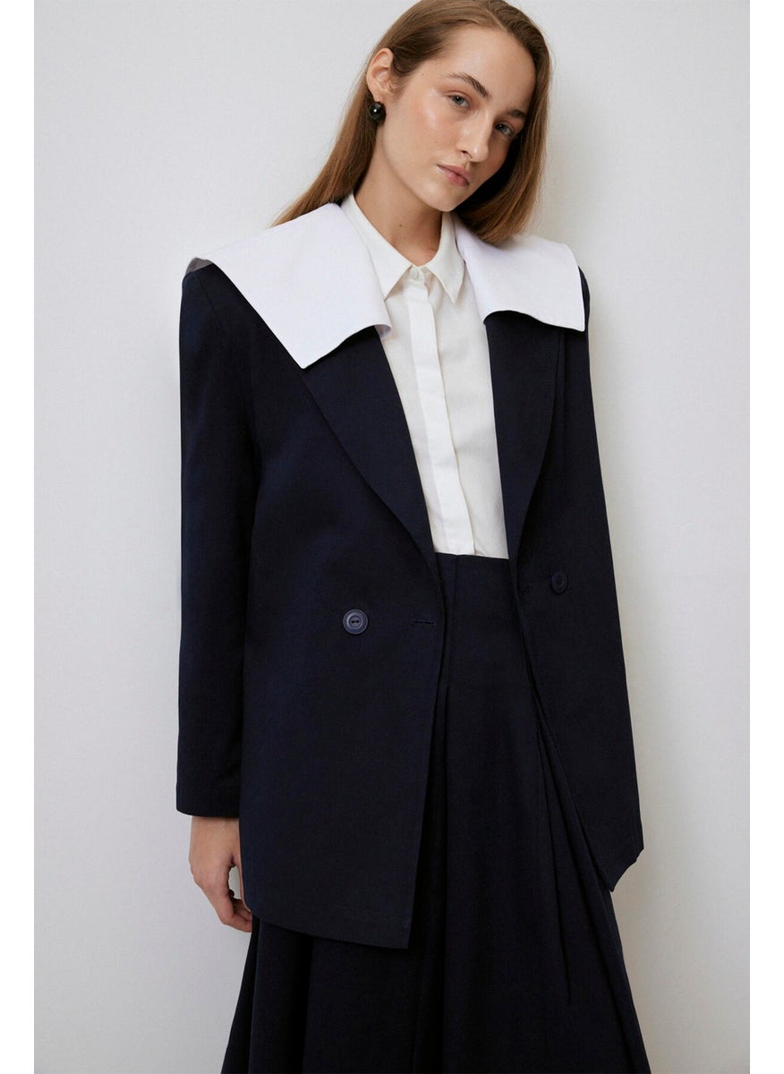 Touche - Navy Collar Gabardine Jacket - Image 1