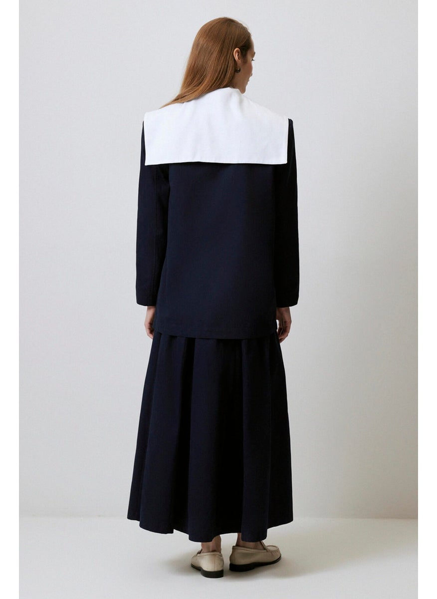 Touche - Navy Collar Gabardine Jacket - Image 1
