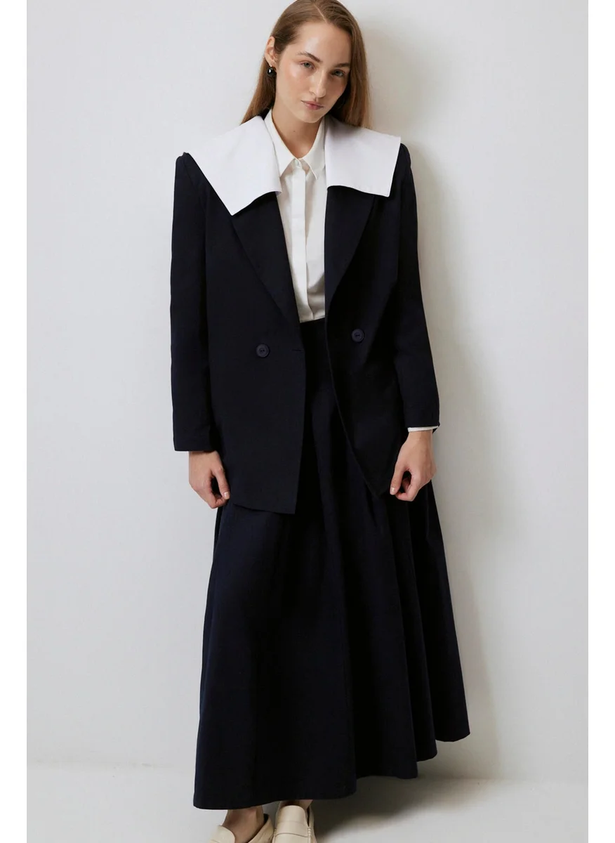 تاتشي Navy Collar Gabardine Jacket