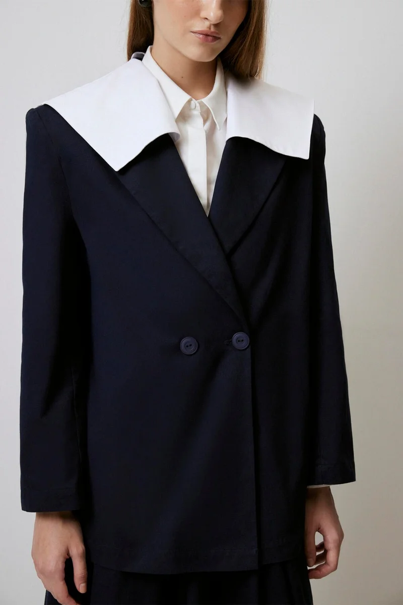 Touche Navy Collar Gabardine Jacket