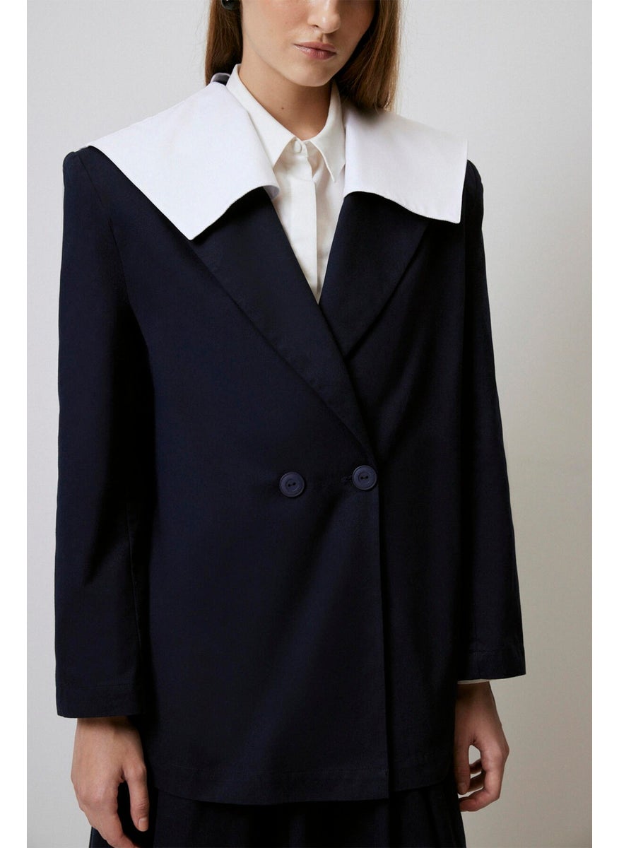Touche - Navy Collar Gabardine Jacket - Image 1