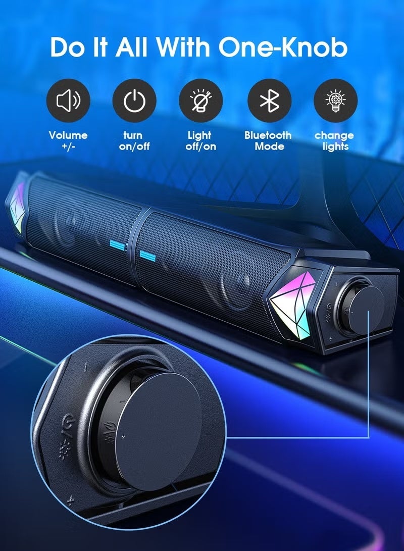 أونيكوما مكبرات صوت بلوتوث للكمبيوتر الشخصي مع إضاءة RGB، شريط صوت لاسلكي محمول مع ميكروفون داخلي للسينما المنزلية - Image 3