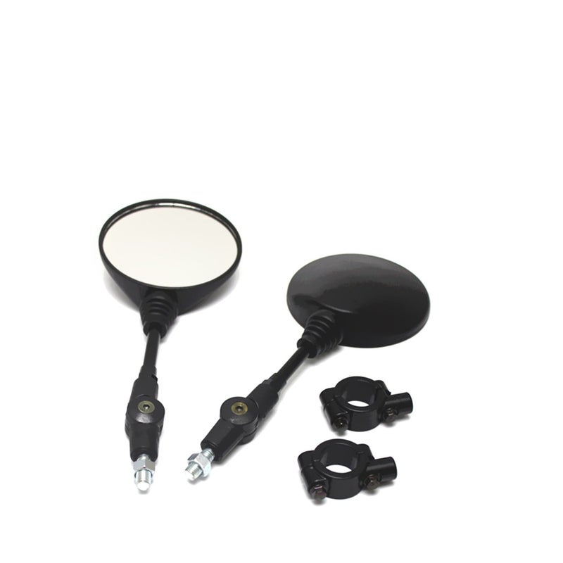 SOLARAE Universal Motorcycle Scooter Aluminum Alloy Handlebar Collapsible Round Shape Rearview Side Mirror Base Modified Accessories for Street Cars Universal Scooters 1 Pair - Image 1