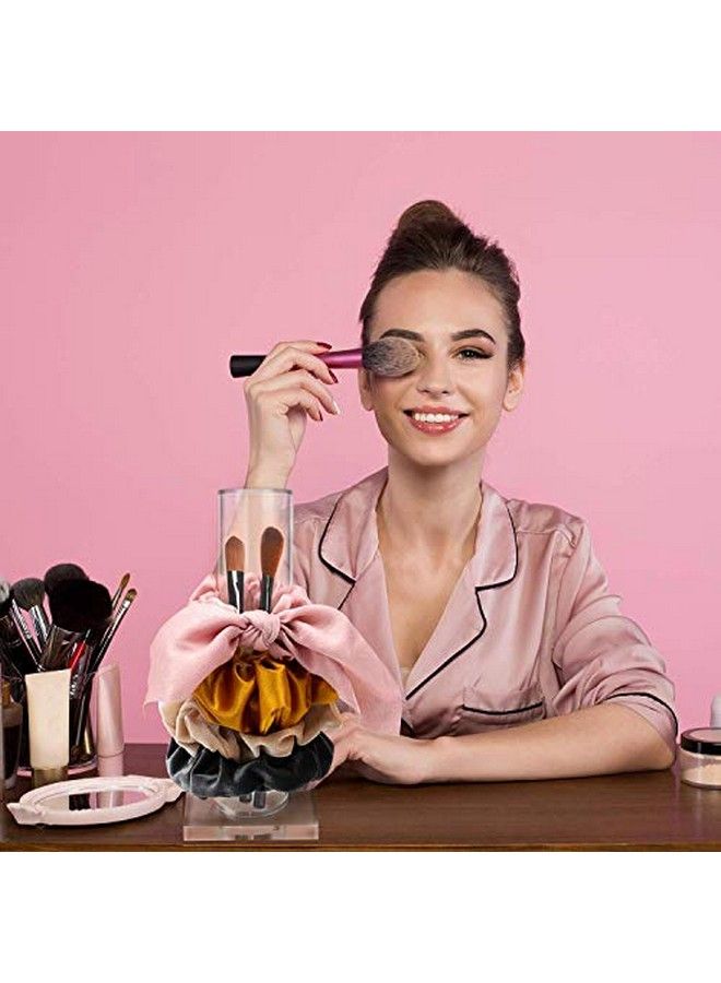 Oaoleer حامل سكروني 2 قطع حامل واضح منظم مجوهرات للفتيات المراهقات والنساء هدايا منظم عرض السكروني المثالي - Image 5
